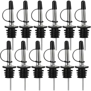 12/24/48/100 Pack Liquor Pour Spout, Stainless Steel Classic Bottle Pourers with Rubber Dust Cap, Speed Wine Bottle Pourer for Liquor Bottle, Oil Bottles