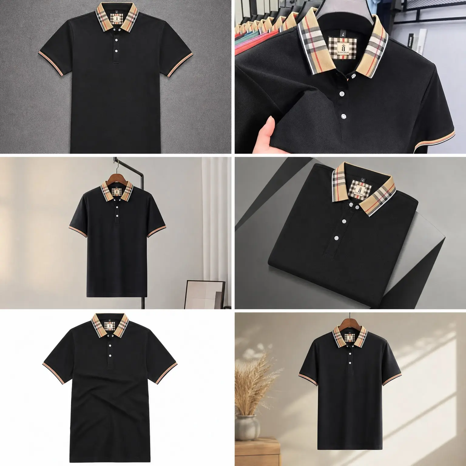 Men's Summer New Silk Cotton Breathable Fashion Top Casual Business Plaid Lapel Short Sleeve T-Shirt Lightweight Comfortable Daily Office Outfit Versatile Stylish Buttons DesignGift（gift）Gift