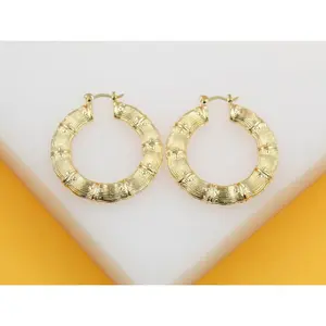 18K Gold Filled Thick Textured Hoop Earrings