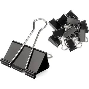 Black Binder Clips Paper Clamps Clips Medium Size, 1.3 Inches, 36 Pack