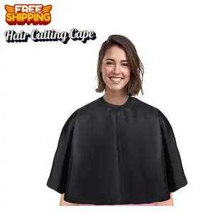 Short Barber Cape for Adults – Waterproof Nylon Hair Cutting Cape for Salon, Hair Dye, Styling, Shampoo & Makeup Application, Lightweight Comb-Out Cape for Professionals