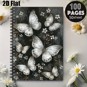 1 Butterfly Themed Spiral Notebook, 5.7x8.26 inch, Elegant Art Design, Premium Lined Pages, Durable Coil Binding, Perfect for Daily Journaling, Travel Notes, Study Notes, Ideal Gift for Birthdays, Thanksgiving, Christmas, Art Enthusiasts and Stud
