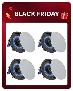 Herdio 4-Inch 320W 2-Way Compact Wireless Bluetooth Ceiling Speakers Package, Custom Flush Mount, Basic Audio Connection, Polypropylene Drivers, Aux Jack, Card & Stereo Support, Compatible with Smartphones & Mobile Amplifiers for Home Theater