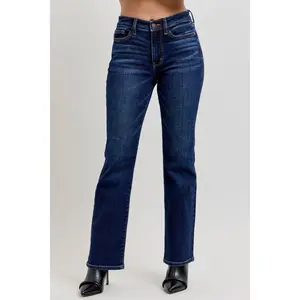 Judy Blue Mid Rise Dark Wash Bootcut Denim Jeans 82586 - Petite, Spandex, Cotton