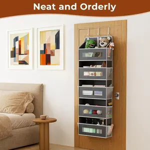5-Tier Hanging Organizers, Space Saving Storage, Hangable Storage Bag, Large Capacity Multi-Layer Organizer for Bedroom, Bathroom, Wardrobe & Pantry, Over-the-Door & Wall Mounted, Double Thick Fabric with Clear Window, Versatile household organizer