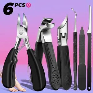 6pcs Professional Foot and Nail Care Kit, Stainless Steel Tools, Pedicure Tool, Manicure, Pusher, Dead Skin Remover, Foot Scrubber File, Nail Clippers Kit, Complete Nail Care, Foot and hand care tools