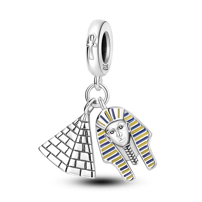 MULA Travel Adventure Beads 925 Sterling Silver, Platinum Plated, Inlaid with Zirconia, Fits Original Pandora Bracelets and Necklaces, Perfect DIY Jewelry for Women, Men and Teens - Explore the World Series