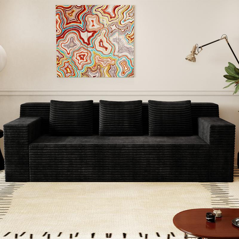 Space-Saving 71" Corduroy Sofa for Small Spaces, Apartments & Offices - 3-Seat Deep Couch, No Assembly Required, Comfy for Living Room, Bedroom, Conference