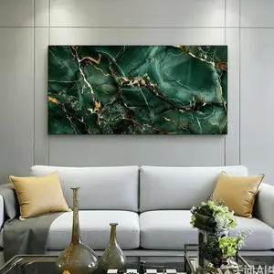 1 Framed Canvas Painting - Marble Canvas Art - Emerald Green and Gold Textured Wall Decor for Living Room or Bedroom, Elegant Abstract Design, Bedroom Wall Art |   Modern Abstract Art |   Vibrant Artwork, Wall Art Decor