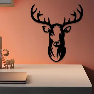 1pc Antler Deer Head Metal Wall Art, Hunting Theme, Perfect for Living Room Wall, Housewarming Gift, Ideal for Outdoorsmen, Durable Metal