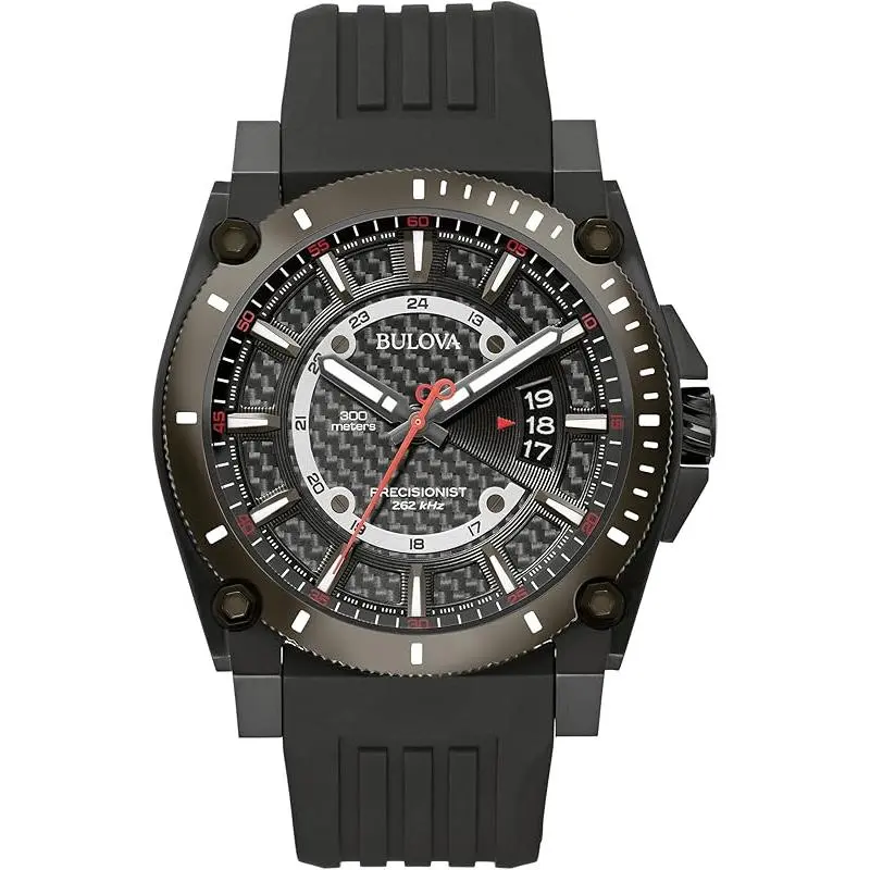 Bulova Icon High Performance Quartz Black Dial Mens 98B417, Tactical, Male