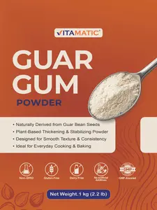 Vitamatic Guar Gum Powder 1 kg (2.2 lb) – Plant-Based Thickener & Stabilizer – Non-GMO, Gluten Free – Ideal for Baking, Cooking & Food Preparation