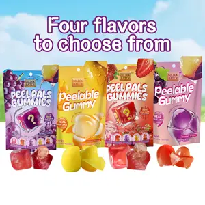 GOLDEN BATCH Peel & Pop Peelable Gummy-3Fruity Flavors(Grape,Strawberry,Mango)-Juicy& Chewyl Halal Certified |-ldea for Kids & Snack Lovers & Valentine's Day Gift