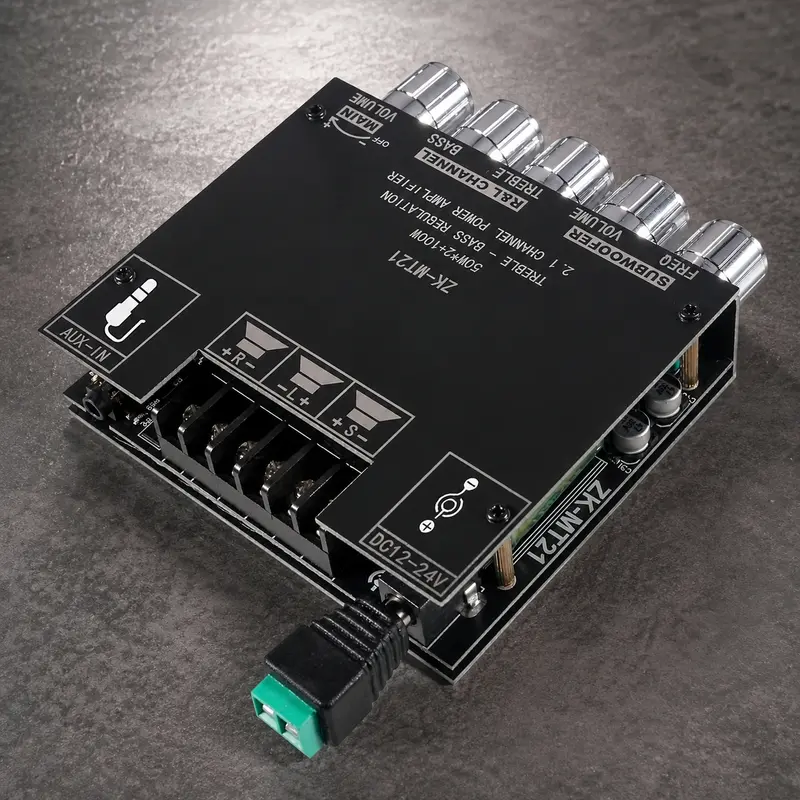 2.1 Channel Bluetooth Digital Amplifier Board, Audio Component Amplifiers, 50W+50W+100W Power Amp Module, Subwoofer Amp With Treble Bass Control, Wireless Stereo Audio Board For DIY Speakers Home Theater