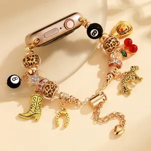 Bohemian Style Watch Band Compatible with Apple Watch 38-49mm, Fits Ultra 3/2/1 Se Series, Charm Pendant Bracelet Strap, Smartwatch Strap, Smart Watch Accessories