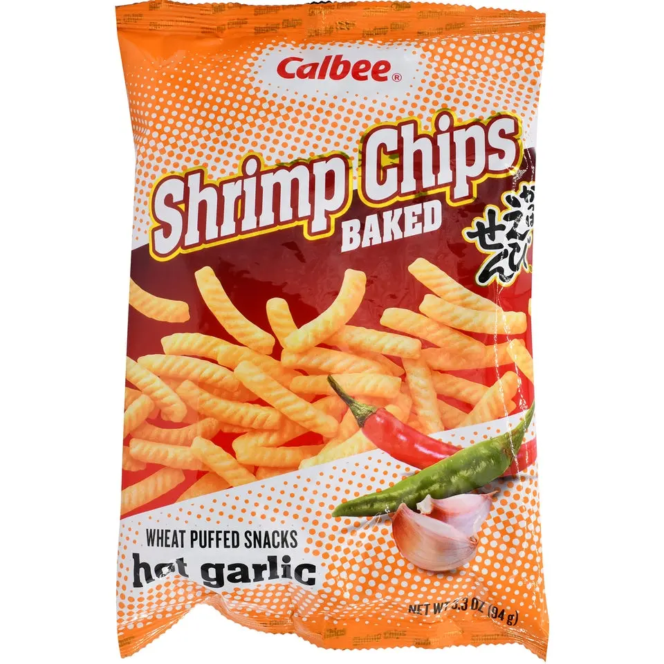 Calbee Savory Spicy Shrimp Chips - Hot Garlic Flavor, 3.3oz Pack, Crunchy Flavorful Japanese Snack, Gluten-Containing Crisps & Puffed Snacks, Crunchy Flavorful Snack, Japanese Snacks Calbee Savory Spicy Shrimp Chips - Hot Garlic Flavor, 3.3oz Pack, Crunchy Flavorful Japanese Snack, Gluten-Containing Crisps & Puffed Snacks, Crunchy Flavorful Snack, Japanese Snacks