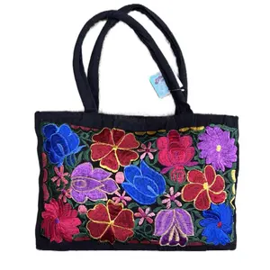 Amalia Floral Embroidered Tote with Zipper