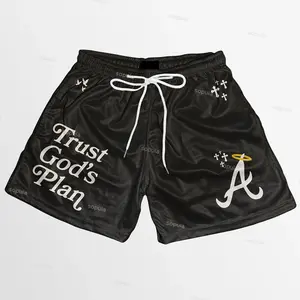 Trust God's Plan Graphic Print Mesh Shorts