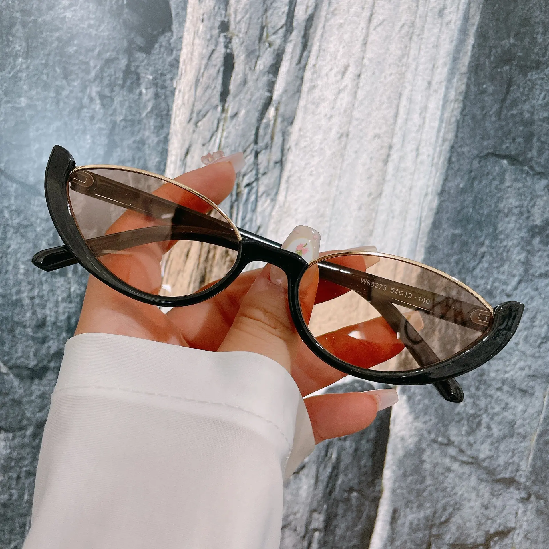 Cat Eye Sunglasses Half Frame Polarized Plastic Lens Women main image 3