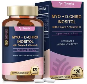 Myo-Inositol & D-Chiro Inositol Supplement Capules 3075mg, Plus Multivitamin Vitamin D3, Folate, Ideal 40:1 Ratio - Hormonal Balance for Women & Ovarian Support | Vegan, Non GMO - 120 Caps
