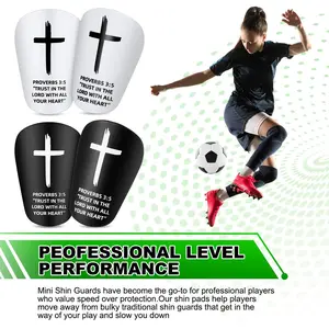 Cross Bible Design Soccer Shin Guards, Lightweight Sports Gear, Football Equipment, Breathable and Secure Fit, Comfortable Wear, Ideal for Training and Matches, Soccer Training Equipment