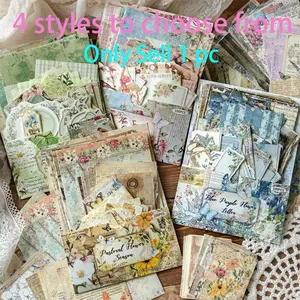 100pcs Bag Large Collection Material Pack, Scrapbook Materials, Farmhouse Post Office Light Vintage Material Paper Non-Stick Sticky Notes, DIY Decorative Creative Stickers, Sticker Packs
