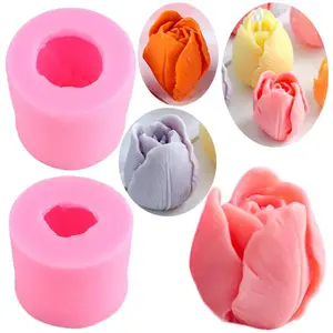 3D Tulip Shaped Candle Silicone Mold, 1 Count Handmade Flower Soap Clay Plaster Aromatherapy Mould, Chocolate Candy Fondant Cake Decorating Mold, Molding, Handmade Crafts, Soap Molds