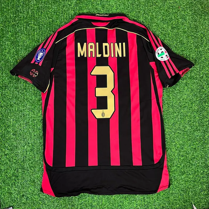 Maldini Retro Soccer Jersey #3 - 2006-2007 Red/Black, All Size S-5XL, Breathable Game Day Sports Shirt, Short Sleeve, Quick-Dry Football Shirt, Fans Jersey