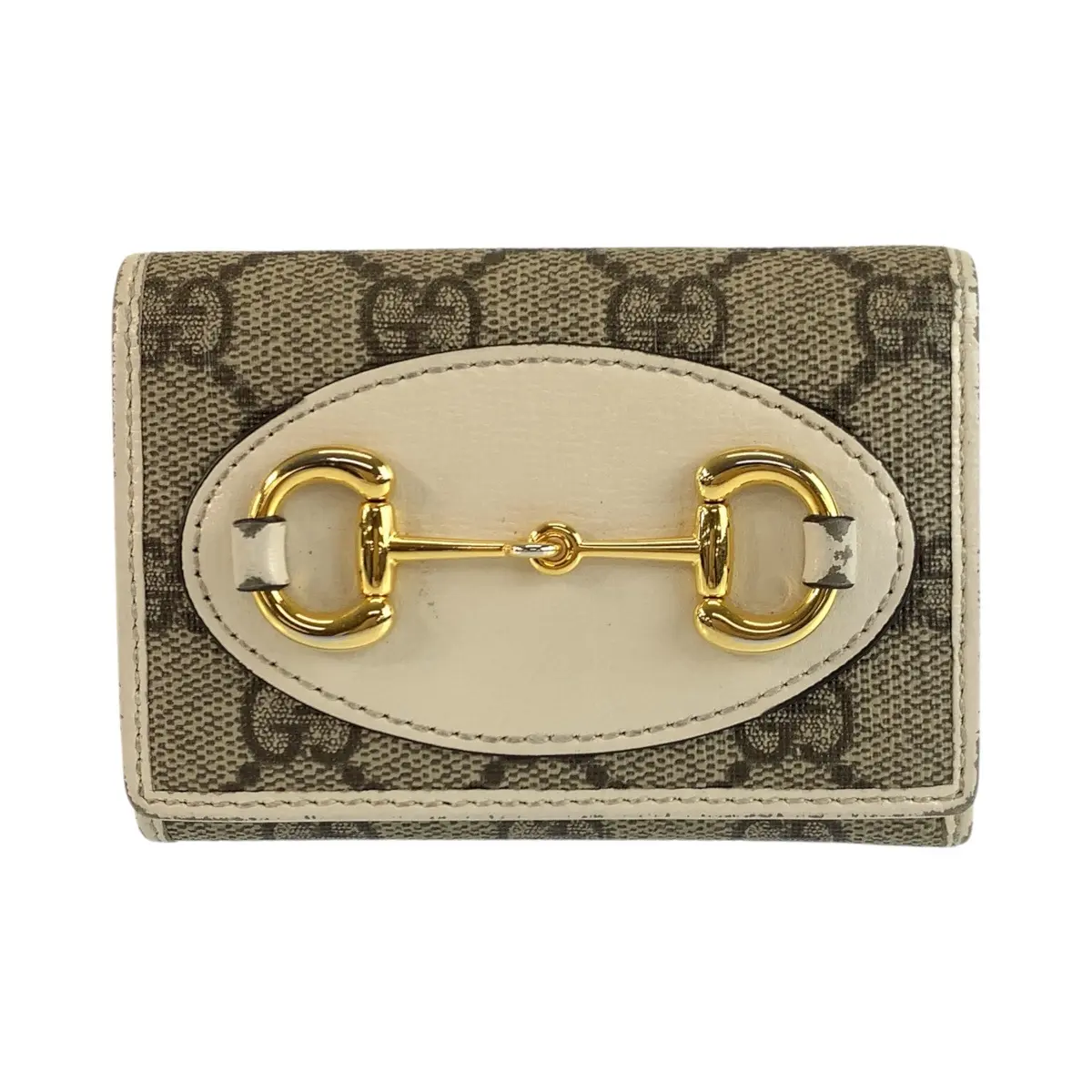 Pre-owned GUCCI Canvas Small Leather Goods GG Supreme Horsebit Wallet
