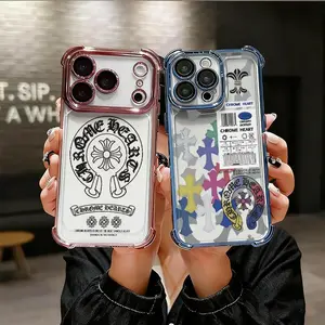Colorful Cross Retro Collage Phone Case for iPhone 17 Air 16Pro Max 15 14Plus 13 12 11 XR XS Aesthetic Durable TPU Shockproof Anti Slip Protection Cover Protector Protective Casing Screen Protector Smartphone Cellphone S24 Plus Bow S23 Ultra Silicone