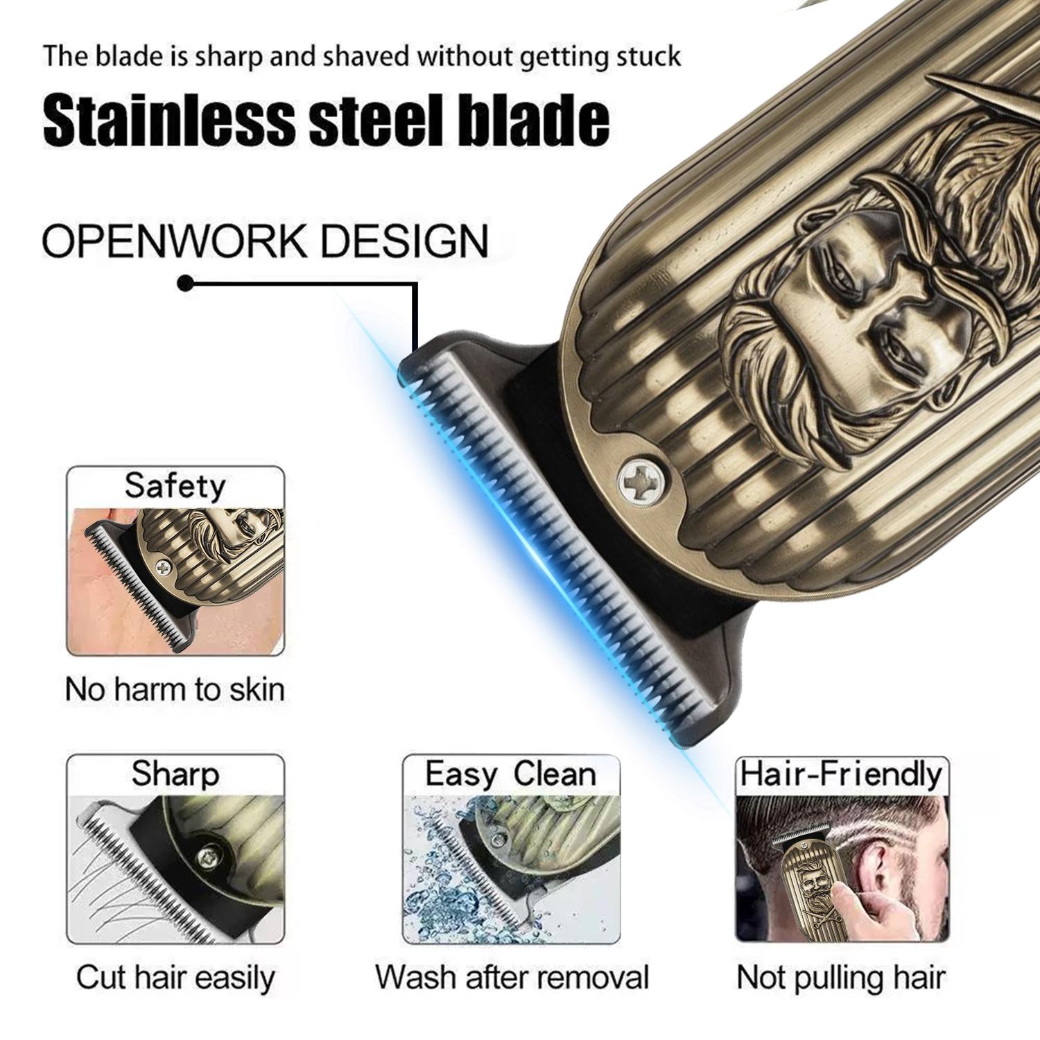 Professional Cordless Hair Clipper for Men - T-Blade Zero-Gap Trimmer with Detail & Fading Combs | RechargeableAll-in-One Beard, Mustache & Body Trimmer I HomeBarberPrecision Grooming, USB Fast Charging