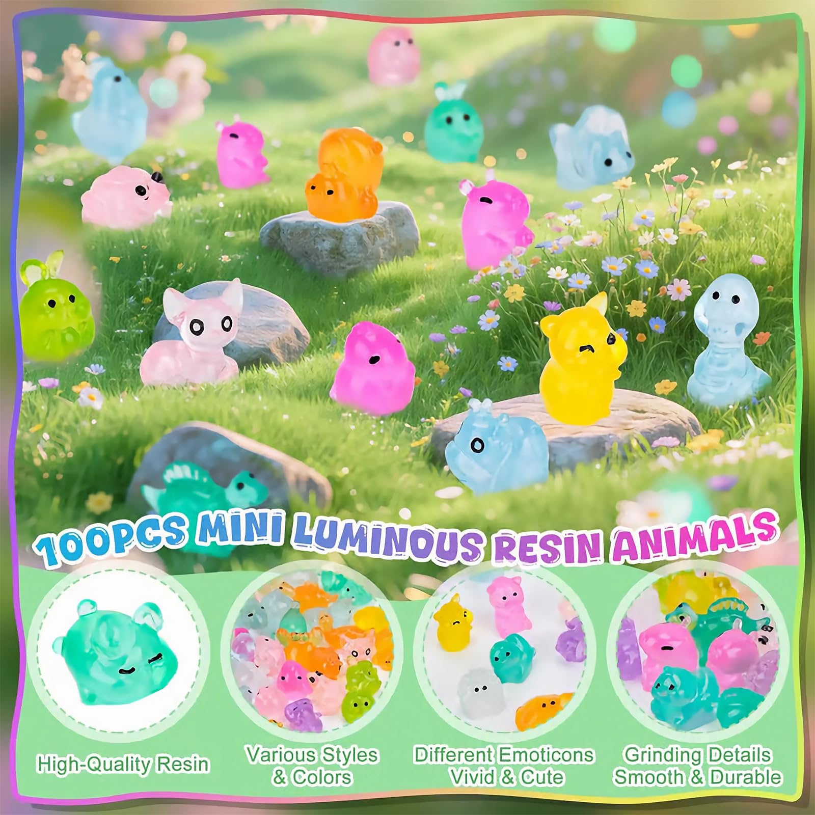 2026 New Mini Glow in the Dark Animal Resin Models, CuteCollectible Figurines, Dollhouse Decor, Fairy Garden Decor,Birthday Party Gift, DIY Crafts Ornaments, Resin AnimalSculptures