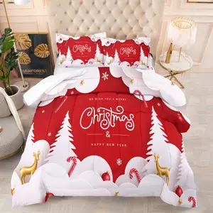 Christmas Snowman Pine Tree Pattern, including 1 quilt and 1 or 2 pillowcases without pillow cores, soft bedroom decorations for children and adults, suitable as birthday and moving holiday gifts