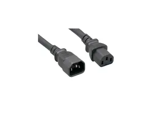 Nippon Labs 16 AWG C13/C14 AC Power Extension Cable, SJT, 13A/250V, IEC-60320-C14 to IEC-60320-C13, Black, 1.5ft. Power Cord