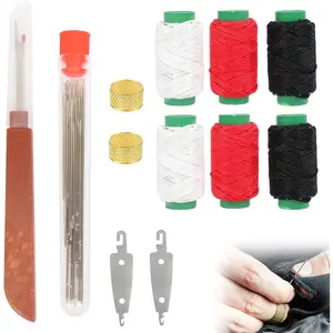 37 count Sewing Tool Set with 25 Steel , Seam Ripper,  Threaders, Threads, Thimbles, Portable Hand Sewing Repair Tools for Embroidery, Crafting & Beginners
