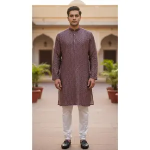 Maroon Digital Print Kurta Set