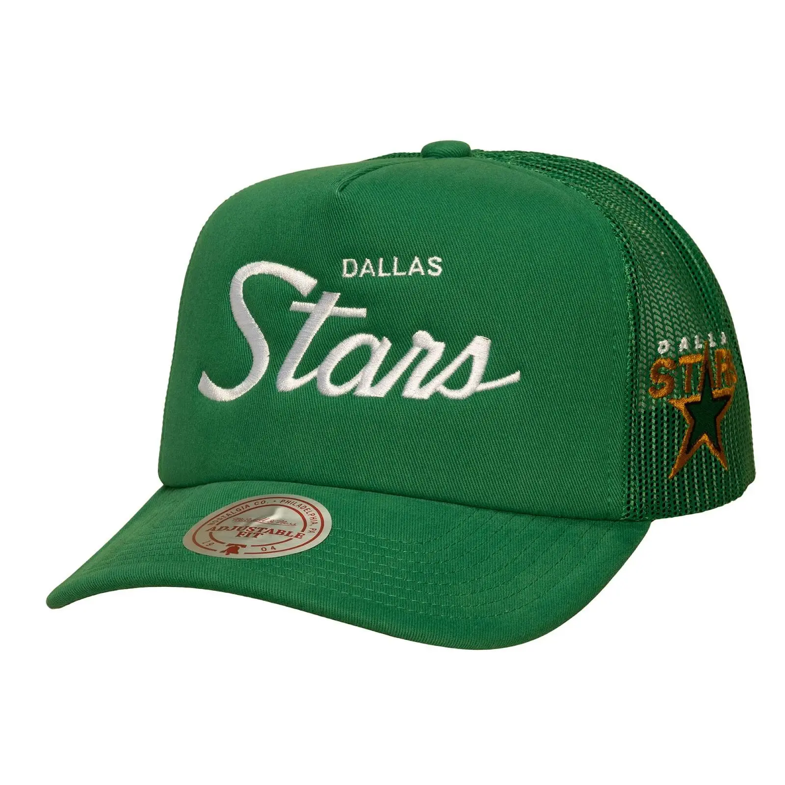 Dallas Stars Kelly Green Head Coach Vintage Trucker Adjustable Hat NHL Throwback Cap Fan Gear Mitchell & Ness