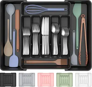 Expandable Silverware Organizer for Kitchen Drawers | Large Adjustable Utensil Tray