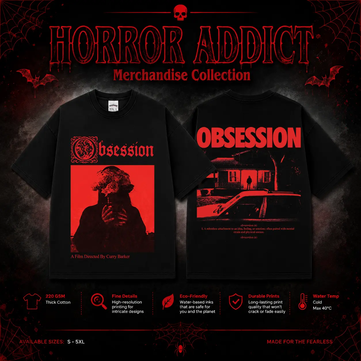 HORROR ADDICT Obsession Movie 2026 Gildan Unisex T-Shirt, Sweatshirt & Hoodie, Premium Cotton Horror Movie Shirt, Obsession Movie Costume, Halloween Costume, Obsession Movie Outfit, Halloween Horror Movie Shirt, Horror Fan Gift