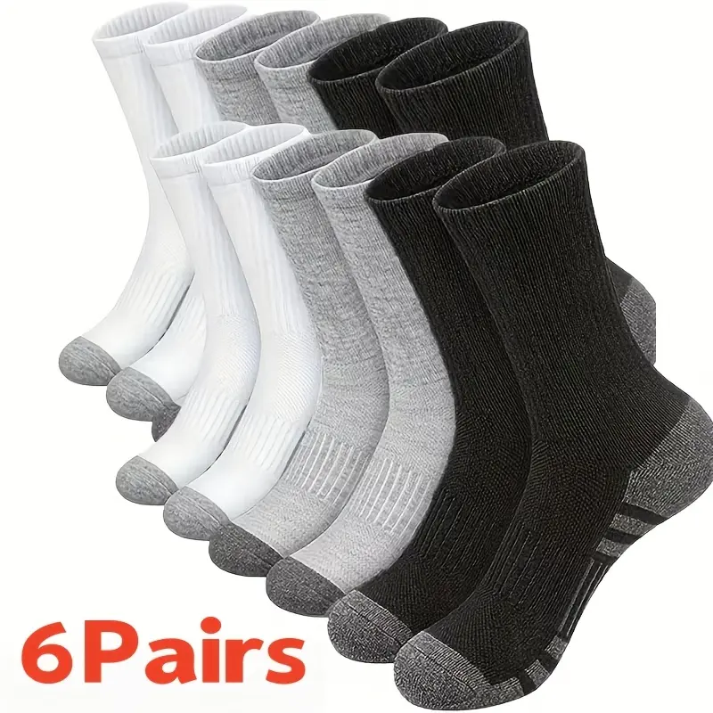 Men's Thick Warm Winter Socks 6 Pack, Thermal Outdoor Hiking Socks for Cold Weather, Fits Men US 6-10