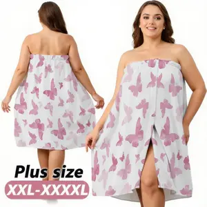 Plus Size Women's Bathrobe Dry Hair Cap Set, Wearable Design Free Hands, Skin-Friendly Fabric Super Absorbent, Multiple Sizes Fit Curves