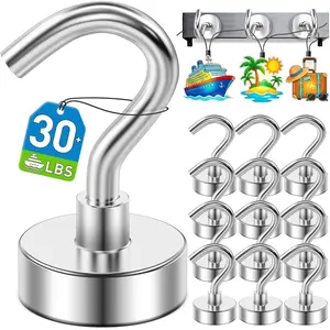 12 Pack Magnetic Hooks for 2026 Cruise Cabins Beach Vacation 30lbs+ Heavy Duty Magnet with Hook Metal Magnetic Hooks for Kitchen Fridge Grills Hanging Magnet Hooks for Classroom Locker Whiteboard