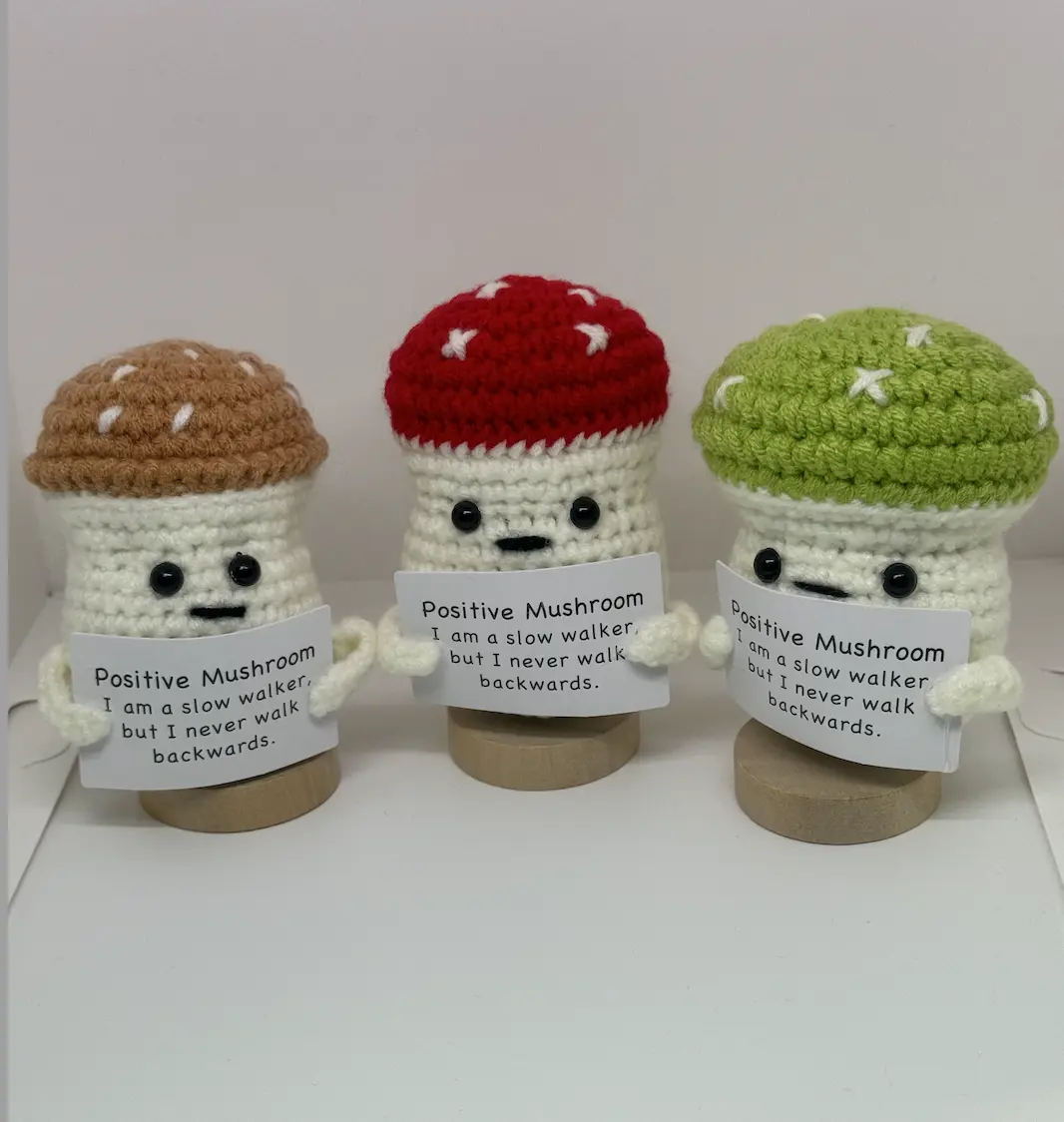 Handmade Crocheted Mushroom for home decor, red mushroom, green mushroom, brown mushroom, gift for friends or home decoration articulate