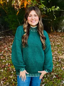 Oversized Mock Neck Holiday Sweater