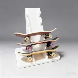 Finger Skateboard Display Stand Mini Skateboard Holder Desktop Storage Organizer Vertical Tabletop Showcase Rack for Fingerboards Collectible Small Skate Display Stand Easy to Use Space Saving Home Room Decor Skateboard Collection Display Holder
