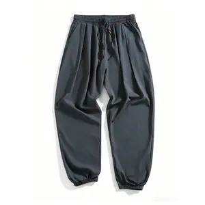 Men’s Weightless Clean Fit Balloon Joggers - Relaxed Wide Leg, Elastic Waist, Minimalist Streetwear, Soft Boy Fashion, Quick Dry Tech, Plain Day Grey Athleisure Pants for Gym Training, Weightless Men's Pants Loose Sweatpants solid color tactical work pant