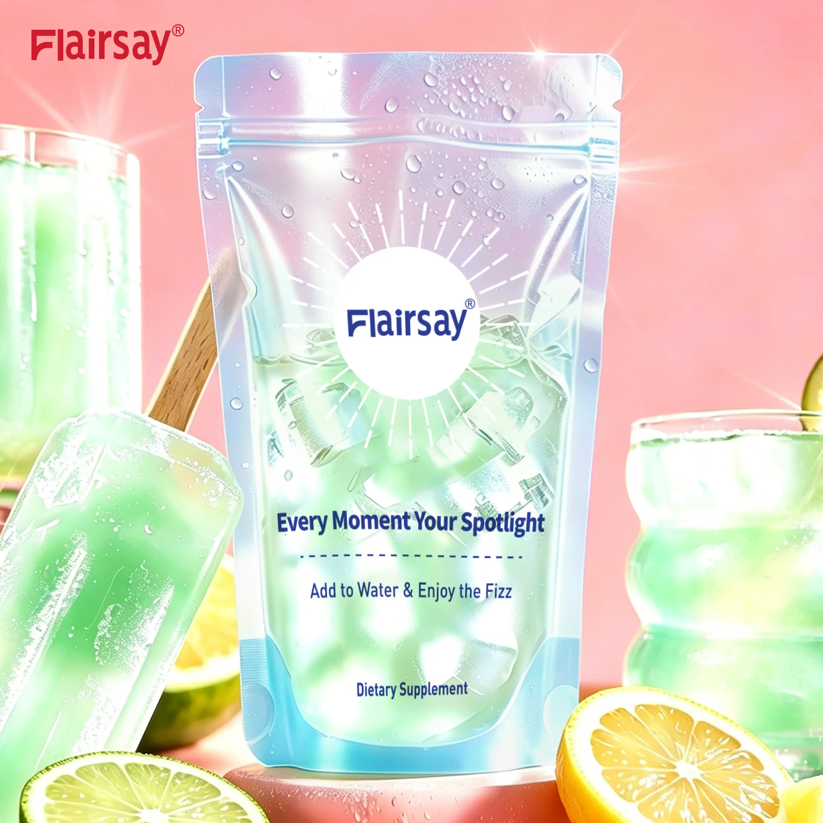 FLAIRSAY MAGICRELAX Calming Sparkling Drink Mix | 8-in-1 Magnesium Blend with KSM-66 Ashwagandha, GABA, Saffron & Vitamin D3 | 20 On-the-Go Stick Packs