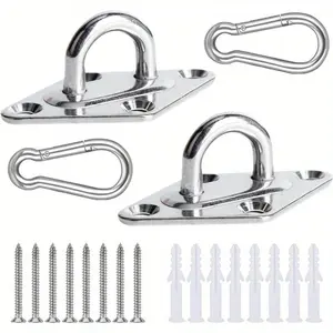 2 Pcs 2.3 Inch 304 Stainless Steel Pad Eye Plate Hook with Screws for Suspension,Ceiling Hooks,Marine Application Hook,Tools & Hardware Accessories