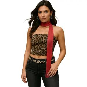 Y2K Sequined Colorful Skinny Scarf for Women – Lightweight Rave Neck Scarf, Festival Head Wrap or Belt Accessory