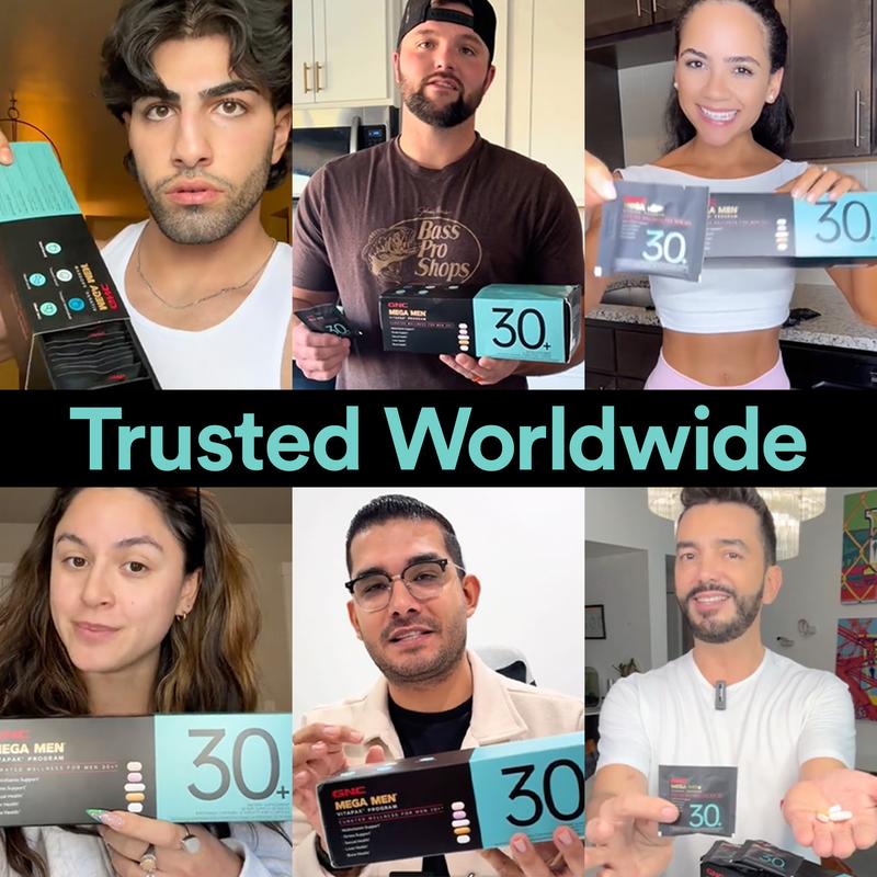 GNC Mega Men's 30+ Vitapak, 5-in-1, Multivitamin, Stress & Bone Support, 30 Count, Healthcare, Edible Dietary Supplement, Overall Wellness, Fitness, New Year New Me Stack